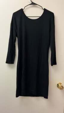 Loft Outlet Lounge Black Twist Back Long Sleeve Dress Size S
